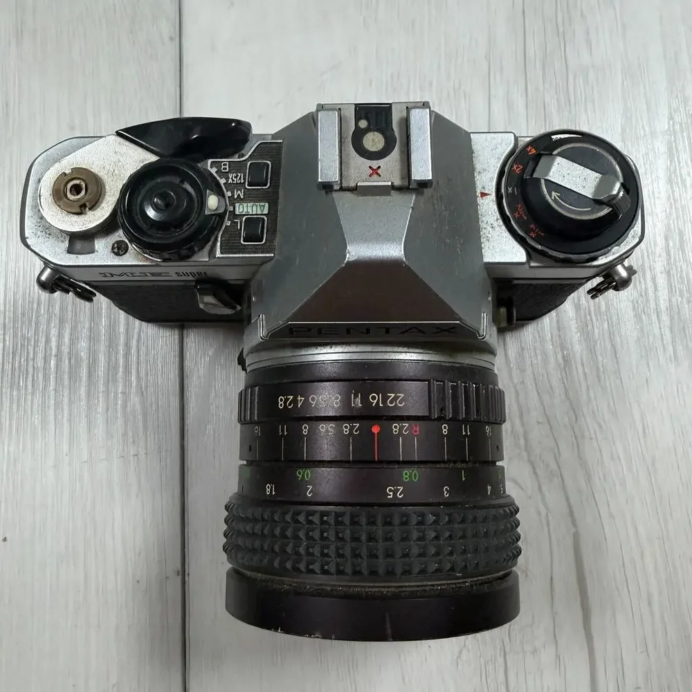 VTG Pentax ME Super 35mm SLR Film Camera Coastar 28mm lens Untested Parts Only